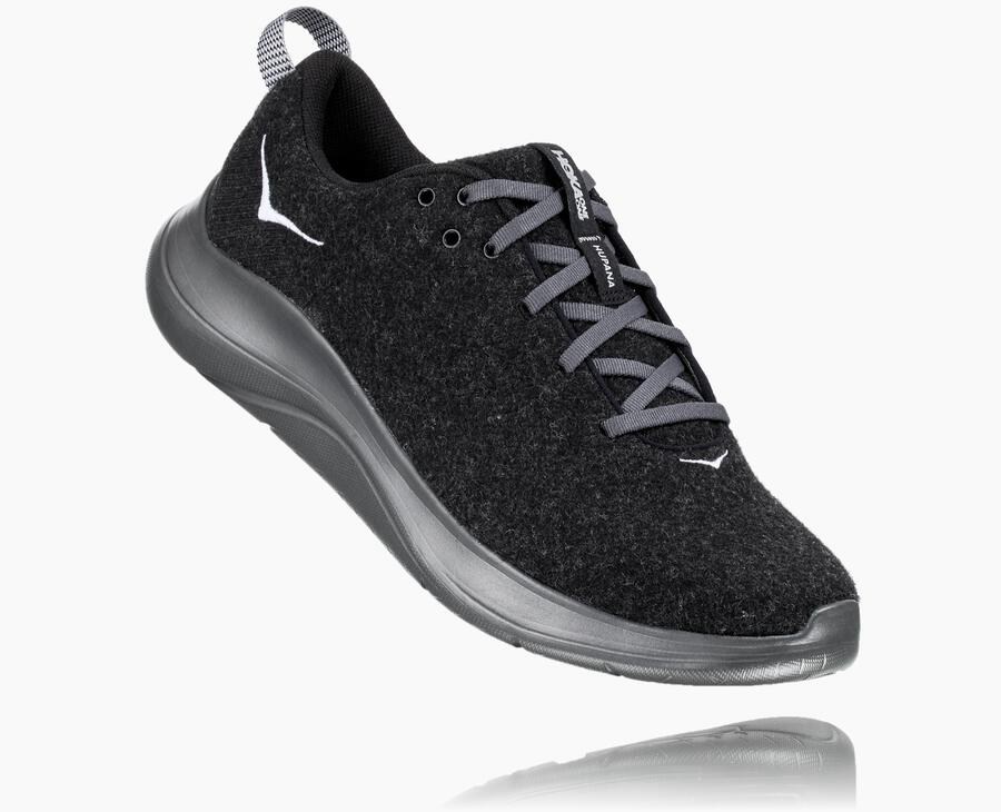 Hoka One One Hupana Flow Wool Löparskor Herr - Svarta - HLGFT-0135